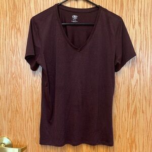 Athletic Works M Burgundy Heathered V-Neck Women's Top Size Medium